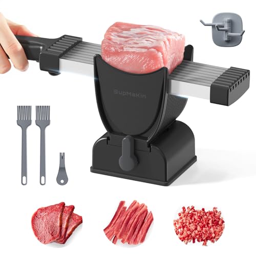 Comparison: Best Meat Slicer For Thin Slice 7 SupMaKin Fresh Meat Slicer, Thickness Adjustable 2 or 4 mm, 17 IN 1 Stainless Steel Manual Meat Cutter, Cleaver Kitchen Knife, Jerky Slicer Suit for Chicken Breast Beef Pork (Black)