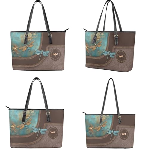 Set de cartera y bolso Tote para mujer en PU cuero marrón miniatura 4