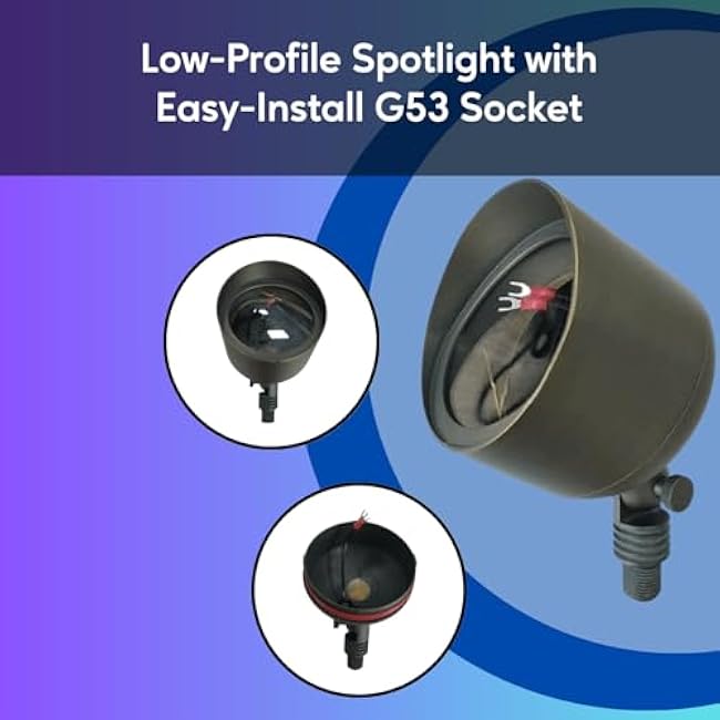 Ironsmith Lighting Products Adjustable Spot Light with Bronze Finish Lighting Fixture, Solid Brass Construction, Bi-Pin G53 Socket PAR36 and Spike Mount, Compatible with Halogen and LED Bulb