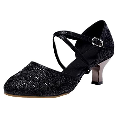 Women's Dance Sandals Color Fashion Sequins Prom Ballroom Latin Dance Shoes Sandals Puffy Sandals for Women Cover