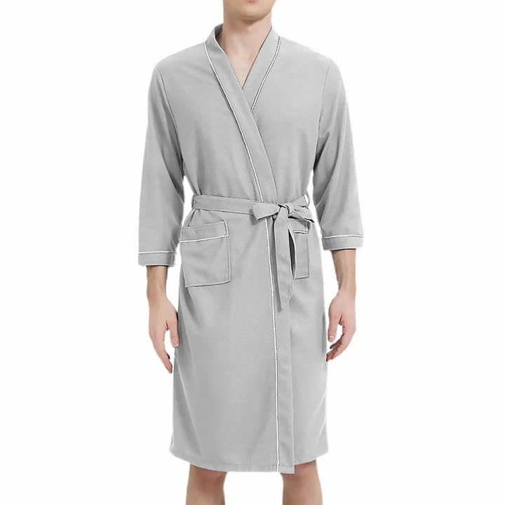 AOTORR Men's Robe Lightweight Soft Knit Bathrobe Sleepwear Loungewear with Pockets