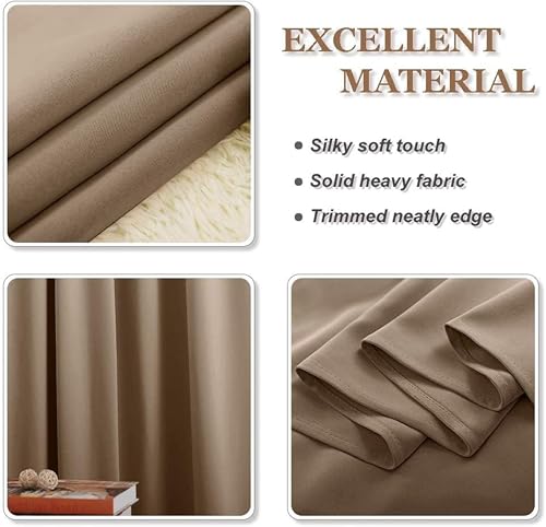 Image of Galaxy Home Decor Premium 100% True Blackout Eyelet Curtain for Window 4 Feet| Thermal Insulated Modern Plain Curtain for Living Room & Bedroom|Pack of 2, Mocha