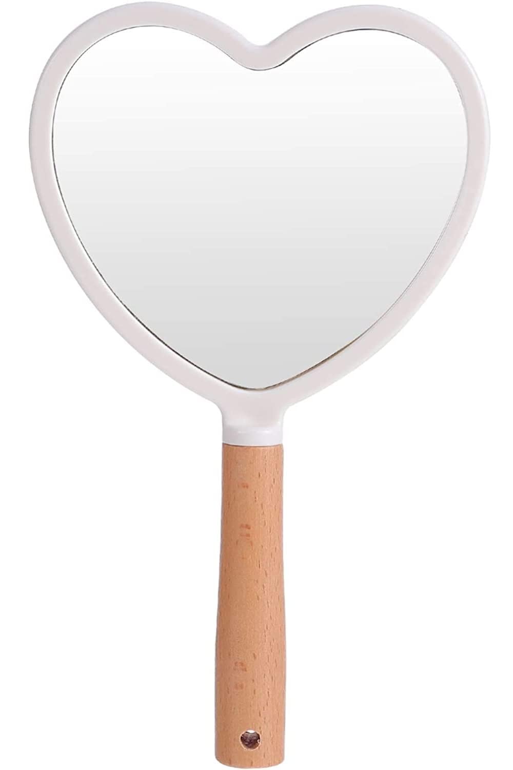 Hand Mirror Portable Wooden Handal Makeup Mirror Handheld Mirror, Dressing Table Mirror. Cosmetic Salon Makeup Hand Mirror Portable Travel Vanity Mirror (Heart)-picture-16