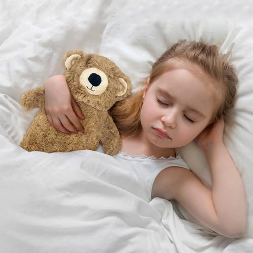 Wärmflasche mit Bezug 1L, Tier Wärmflasche Kinder, Gummi Wärmflaschen mit kuschelig weichem Bezug, Süße Wärmflaschen Bär für Bauch Hand Fuß Körper Warmhalten, Hot Water Bottle Zur Reinigung Abnehmbar