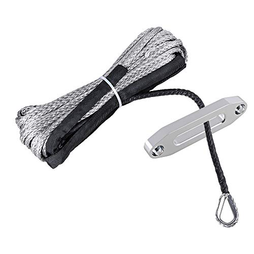 Astra Depot ATV UTV KFI SUV Synthetic Recovery Winch Rope Cable + Hawse Fairlead (50' x 1/4