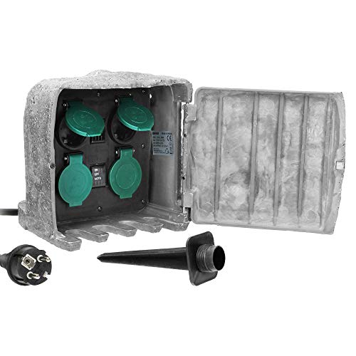 ORNO OR-AE-13185(GS) Gartensteckdose Steinoptik Gummikabel H07RN-F...