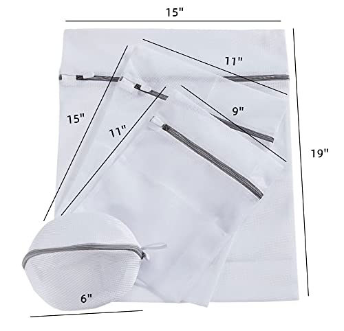 4 Pcs Mesh Laundry Bags Delicates For Washing Machine With Polyester Fine Mesh Fabric Wash Bag,Reusable And Durable Mesh Wash Bags For Lingerie,Blouse, Hosiery, Baby Clothes (1 Large, 1 Medium, 1 Small, 1 Bra Bag 6 X 6 Inches) #TOP1