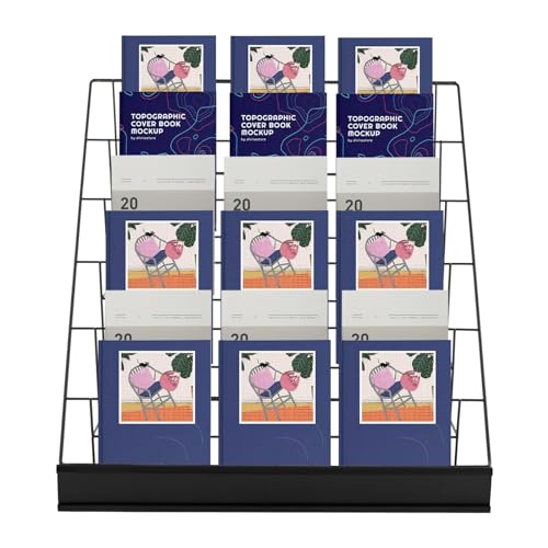 LyeXD 6 Tier Book Display Rack, Comic Book Display Wire Rack Greeting Card Display with Panel Fence, 18