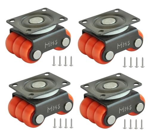 Image of MHS Heavy Duty Revolving Caster Wheels - 360 Rotating Sixer Castor Wheels with Roller | 4pcs with Screws in 1 Set | for Trolley, Furniture, Table, Bed | Made in India (175 KG Load Capacity, 1, Set)