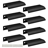 Qjaiune Black Back Mount Finger Edge Pull 80mm/3.15', Aluminum Hidden Handle Concealed Tab Pulls for Home Kitchen Living Room Door Drawer Cabinet (8Pcs)