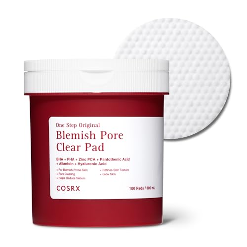COSRX OneStep Original Blemish Pore Clear Pad, 100 Pads, Dual-Sided Facial Pad for Exfoliation, Pore Care & Hydration with BHA, PHA & Zinc PCA & 5 Hyaluronic Acids, Korean Skin Care
