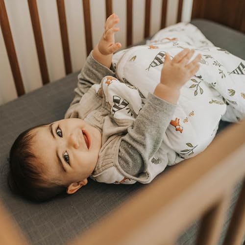 Image of Little Unicorn 0-6 Month Premium Muslin Sleep Sack 1.1 TOG | Soft & Breathable Muslin Cotton for safer sleep | 2 way zipper (Forest Friends)