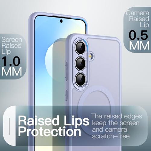 Image of JETech Magnetic Cover Case for Samsung Galaxy S25 FE, Compatible with MagSafe, Translucent Matte Back Shockproof Phone Cover (Icyblue)