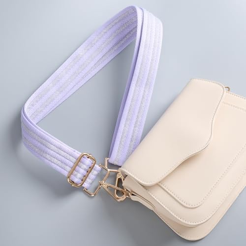 Image of chushui Herringbone Purse Strap Replacement Wide Adjustable Crossbody Strap with Metallic Thread,Woven Fashion Shoulder Bag Strap for Tote Handbag, Gold Silver Shimmer