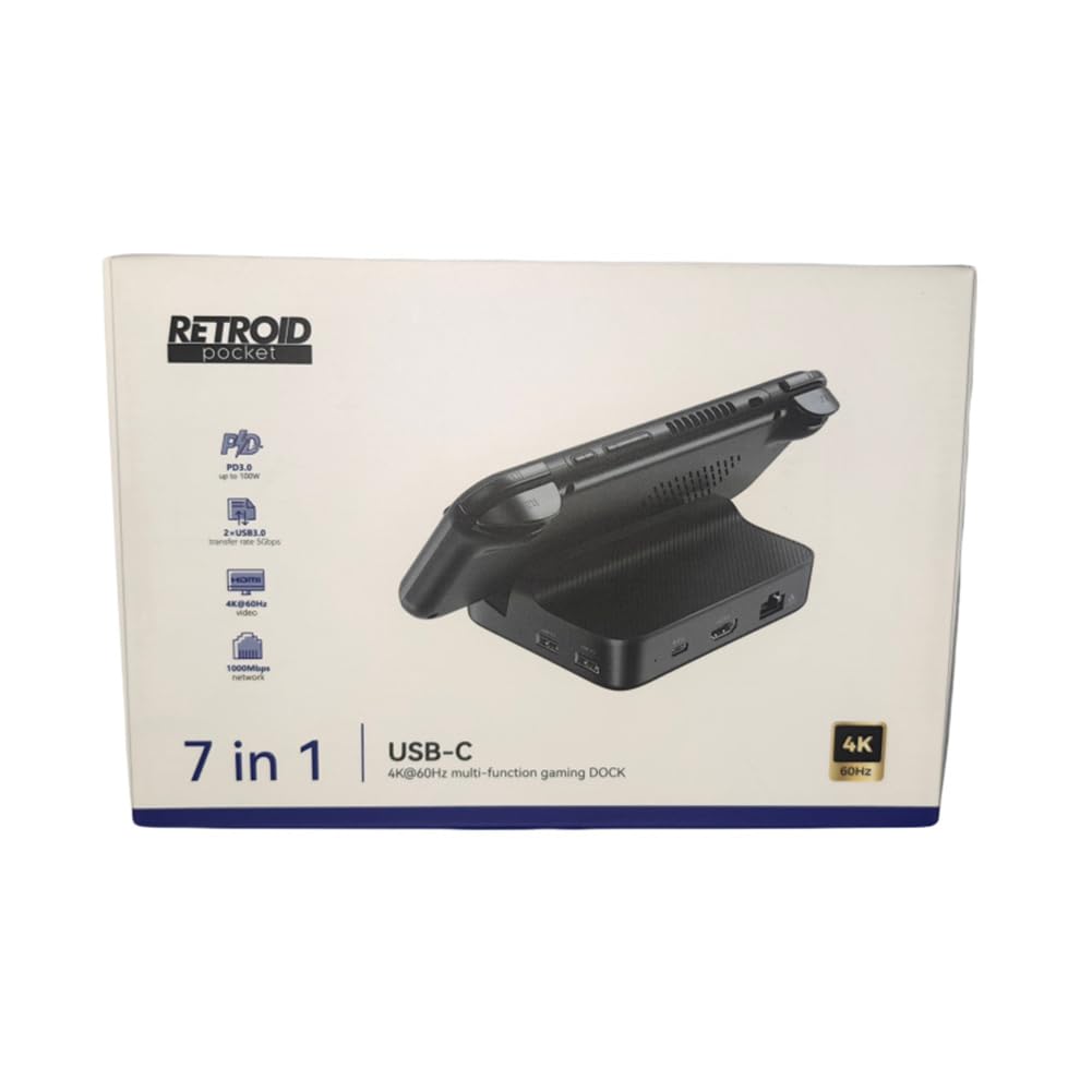 Dock di ricarica 7 in 1 per Retroids Pocket 5, stazione di ricarica PD compatibile HDMI Sostituzione 3* USB3.0 2* USB2.0 Mini Game Console Accessori