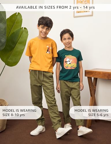 Image of Amazon Brand - Symbol Boy's Cotton Strechable Jogger | Elasticated Waistband and Cuff | Age 2-14 Years