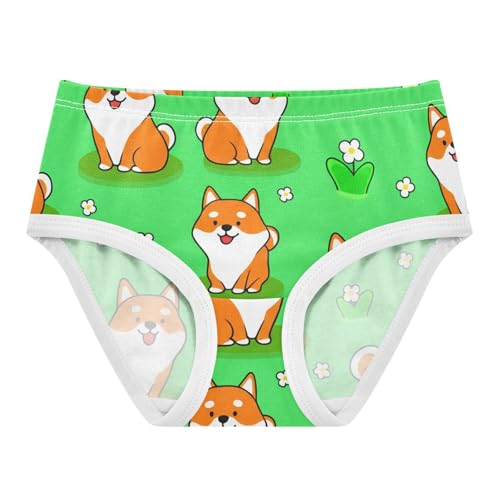 Durable Girls Underwear Toddler 2t Cotton Little Girl Panties Cute Cartoon Shiba Dogs Green Kids Undies Briefs