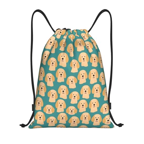 Cute Dogs Yellow Teal Drawstring Bag String Bag For Sport Swim Yoga
