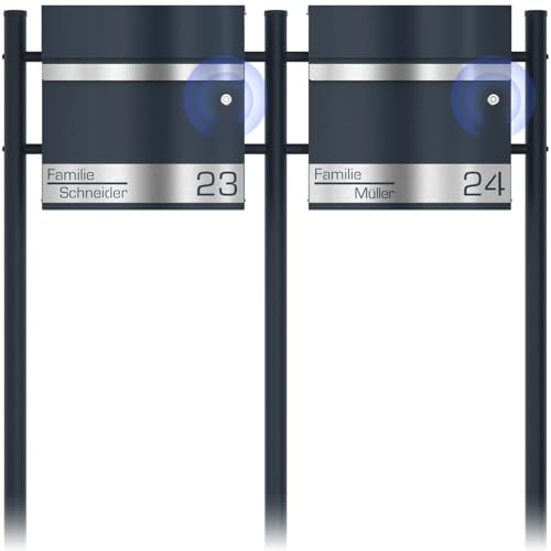 Sonnette Double Boîte Lettres Acier Inoxydable Gravure Laser Anthracite - 2