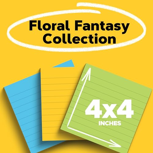 Image of Post-it Notes, 4 in x 4 in, Jaipur Collection Lined, 3 Pads /Pack (675-3AUL) | School Supplies and Office Products