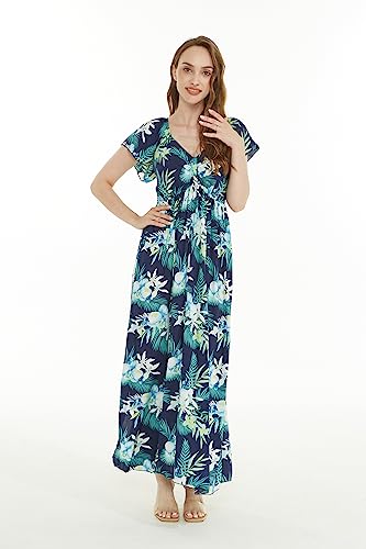 Image of Family Matching Hawaiian Clothes, Orchid Breeze Navy | Lightweight 100% rayon • Family matching outfits • Beach vacations • Luaus • Cruises • Family photos