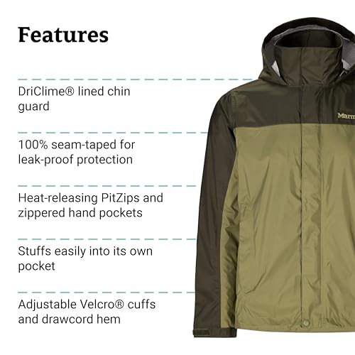 Image of MARMOT Men's PreCip Eco Lightweight & Waterproof Rain Jacket, Rosin Green /Olive Grove, XX-Large