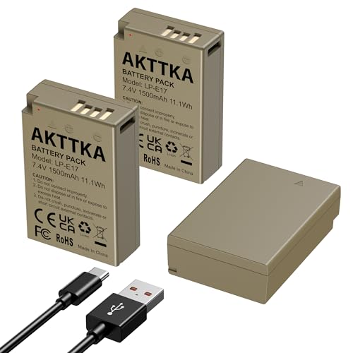 AKTTKA   Batería recargable LP E17 1500mAh   Carga tipo C integrada   Compatible con Canon EOS R8, R10, R50, R100, RP, 200D, 750D, 250D, 77D, 800D, Rebel SL2, T6i, T6s, T7i, M3, M5, M6