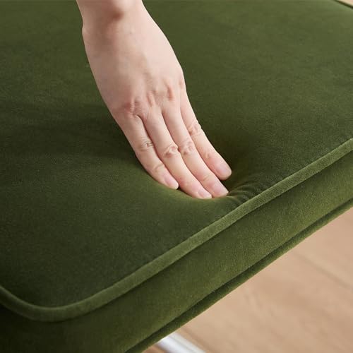 Zesthouse Natural Rattan Bar Stools Set of 2, 26'' Modern Boho Counter Height Bartools with Solid Wood Back, Mid Century Counter Stools with Velvet Cushion, Cane Back Island Chairs for Kitchen, Green