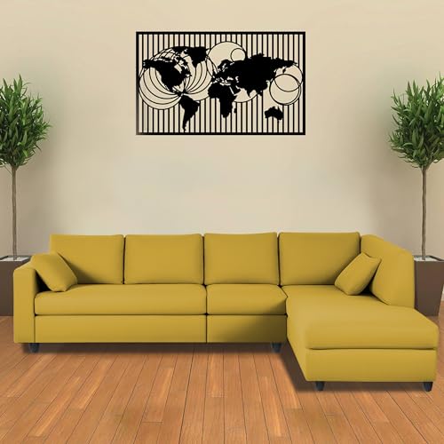 Image of Florian RHS 6 Seater L Shape Sofa Set for Living Room (Yellow Fabric) Premium Fabric Sofa
