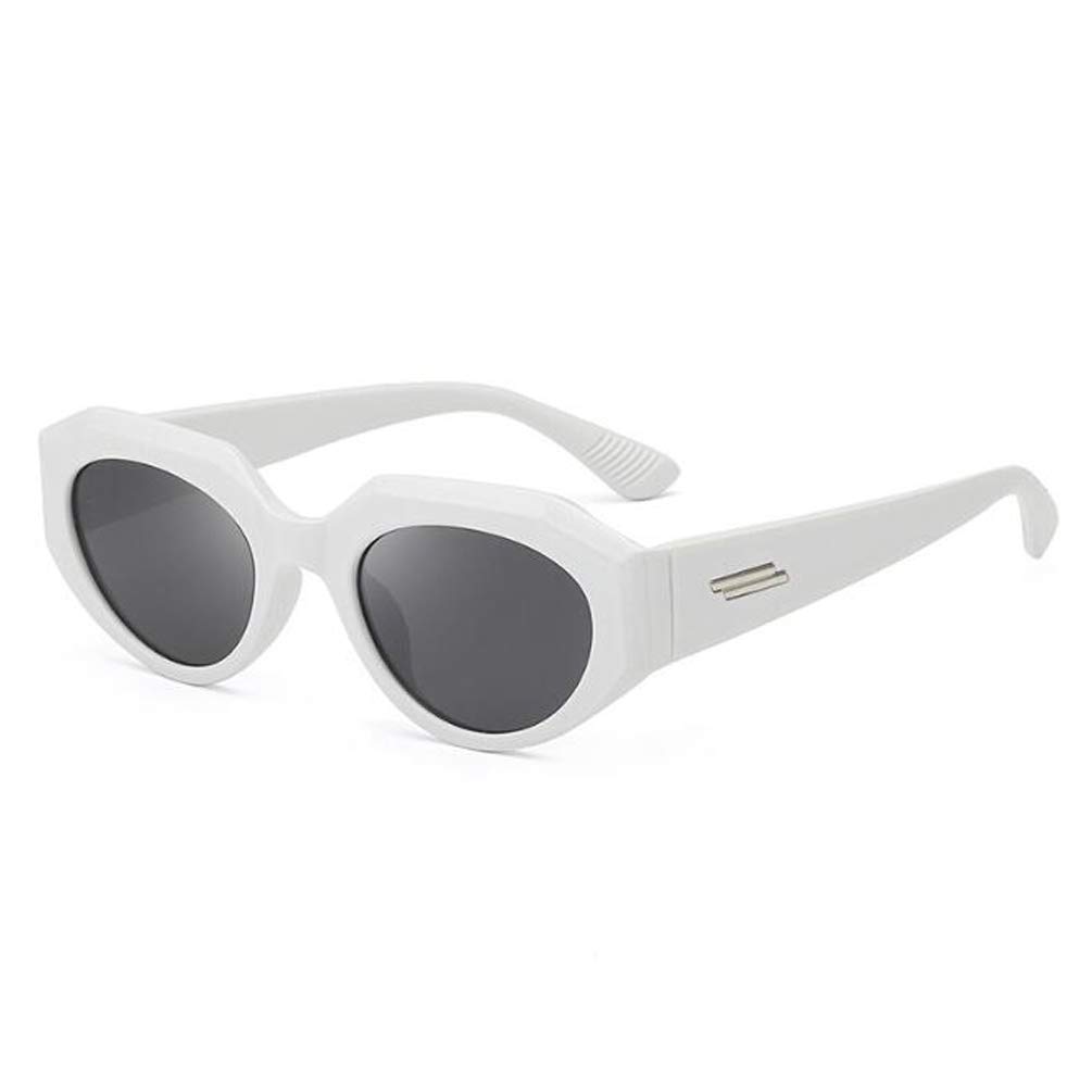 Men and women polygon black sunglasses retro sunscreen cute sunglasses Solid White Gray Flakes