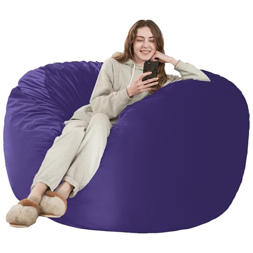 Image of HABUTWAY Bean Bag Chair: Giant 5' Memory Foam Furniture Bean Bag Chairs for Adults with Microfiber Cover 5Ft (Purple)