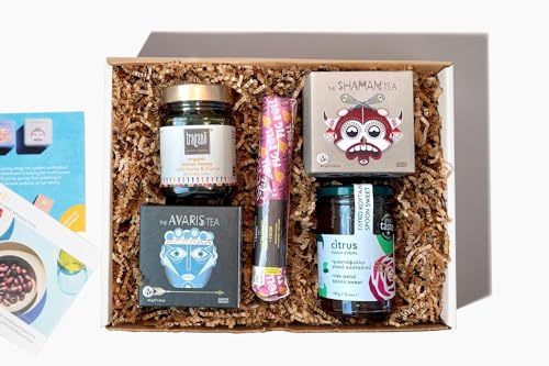 Product Image of the A Greek High Tea Gift Basket (5 pieces, beribboned box set). Ideal Food Gift Basket for the Holidays, Housewarming, Hostess, Sympathy, Birthday & Anniversary