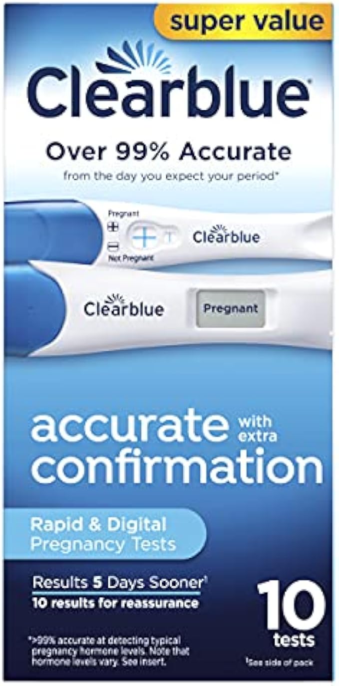 Clearblue Clearblue Pregnancy Test Combo Pack, 10ct - 2 Digital with Smart Countdown & 8 Rapid Detection - Super Value Pack