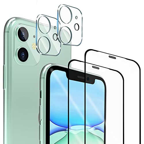 SINDOX Gorilla Glass Screen Protector for iPhone 11 6.1-Inch, [4 Pack] SINDOX Compatible with iPhone 11 Tempered Glass Screen Protector & iPhone 11 Camera Glass, 2 Pack iPhone 11 (6.1 Inch) Tempered Glass Screen Protector +2 HD Tempered Glass Camera