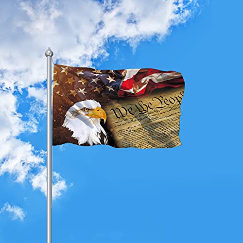 Constitution Flag 3X5 Ft, Vintage American Eagle We The People Flags For Outdoor, Rustic Bald Eagle With American Patriotic Flag For Outside, Double Printed 4Th Of July Flag 1776 Banner With Uv Fade Proof #TOP1