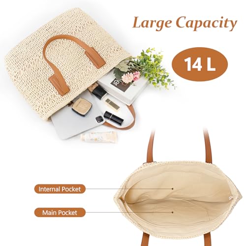 Bolso playero grande tejido con cierre miniatura 5