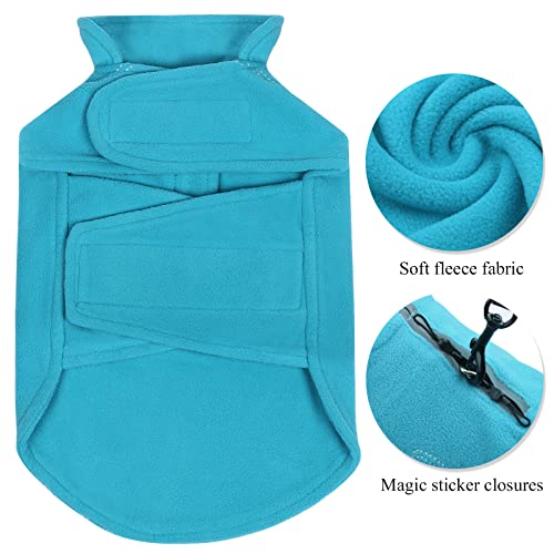 VIVAGLORY Cozywrap Wintermantel Hund, Hundejacke mit Geschirr Öffnung, Fleecejacke Hund Hundejacke, Reflektierend & Verstellbar Fleece Softshell, XXS, Türkis