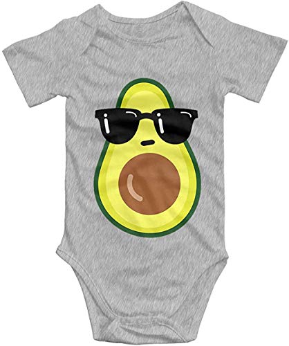 XieTao Cool Avocado Boutique Baby Bodysuit Onesie Unisex Short Sleeve, Gray, 6-12 Months