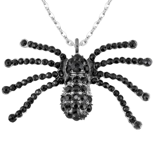 W WIDMANN MILANO Party Fashion - 7145G - Collar araña de diamantes de imitación, joyas, collar, vampiro, Halloween, carnaval, fiesta temática