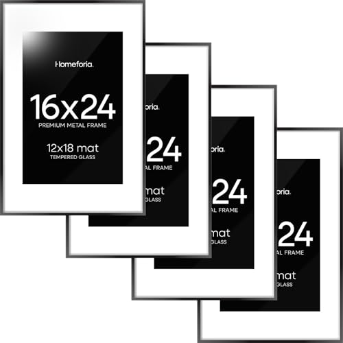 Homeforia 16x24 Picture Frame Black, Metal 24x16 Frame