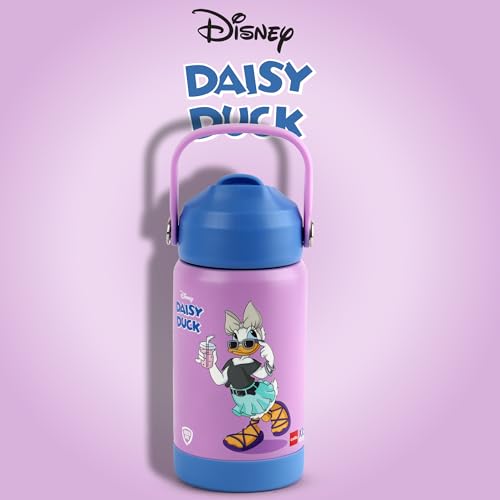 Image of CELLO Kidzbee Gen Alpha Stainless Steel Kids Flask Water Bottle 370 ml | 3D Daisy Duck Touch & Feel Design, Leakproof Lightweight Easy to Carry Hot and Cold Kids Flask Water Bottle For School & Travel
