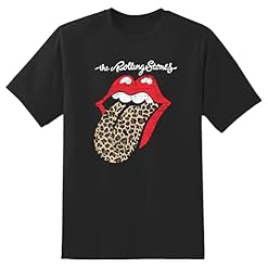 The Rolling Stones Leopard Print Tongue Officiel T-Shirt Hommes Unisexe - Les Beatles, Paul McCartney, John Lennon, RIngo Starr, George Harrison
