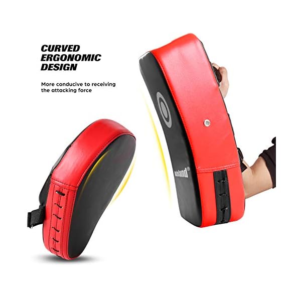 Odoland 7-in-1 Punching Mitts Kick Pack Set for Kids, Boxing Mitts Focus Pads, Punching Kicking Pad, Reflex Ball, Jumping Rope and Protect Sleeves, Great for Boxing, Kickboxing, Karate, Muay Thai