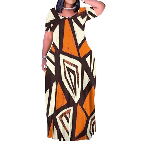 Image of PinkPatty Plus Size Maxi Dress for Women Summer Casual Short Sleeve Tshirt Dresses with Pockets (XL-6XL)