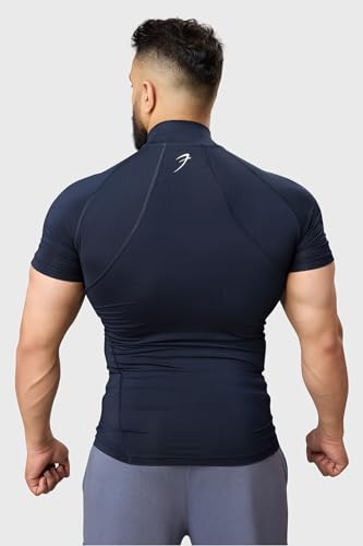 Image of Men Half Sleeves Slim Fit Compression High Neck Sports and Gym Tshirt