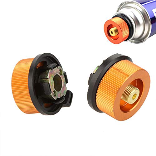 UA 2 Pcs BBQ Barbecue Herd Stecker Gas Adapter Gas Kartuschen Adapter Camping Gasherd Adapter für Picknick im Freien Kochen(Orange)