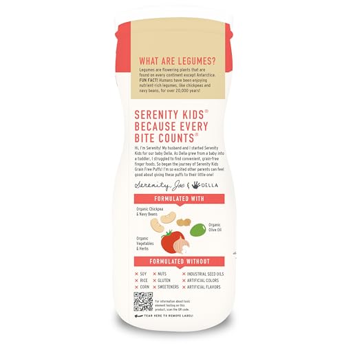 Image of Serenity Kids Tomato & Herbs - USDA Certified Organic, Grain Free & Non-GMO Veggie Puffs - Easy-Dissolve Texture - 1.5 Oz, Pack of 6
