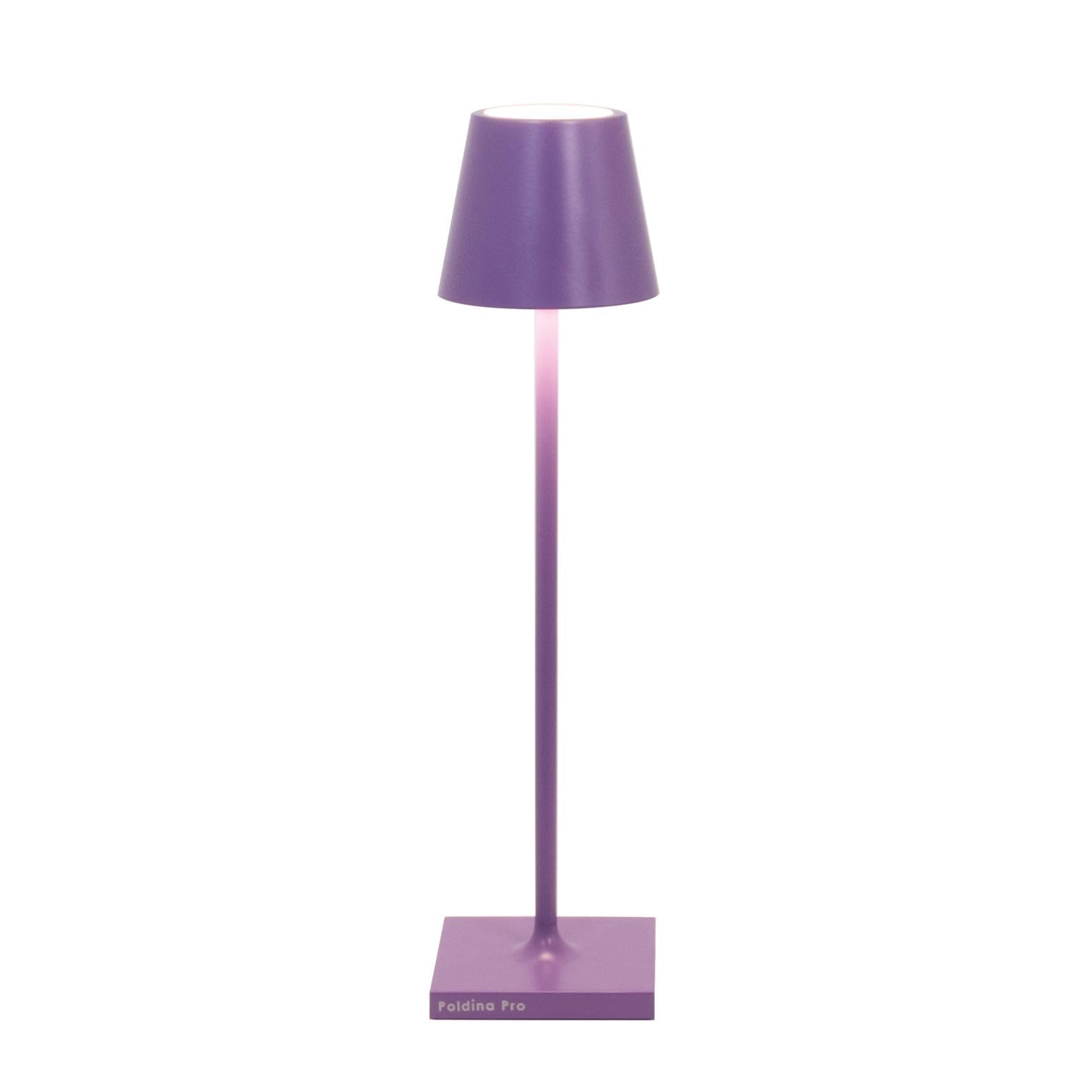 Zafferano, Poldina Micro Lampe, Kabellose, Wiederaufladbare Tischlampe mit Touch Control, Geeignet für Wohnzimmer und Außenbereich, Dimmer, 2200-3000 K, Höhe 27,5 cm, Farbe Blaulila