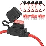 Lot de 6 porte-fusibles en ligne de calibre 10 12 V 10 AWG étanches avec 6 porte-fusibles à lame automobile 40 A pour voiture, camion, bateau, camping-car, système audio marin