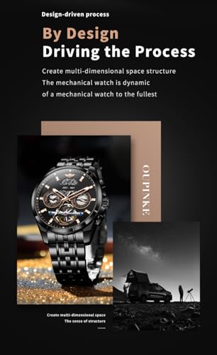 Image of OUPINKE Men Watch Automatic 5 Hands Multi Calendar Year /Month /Week /Date Mechanical 5ATM Waterproof Luxury Tungsten Steel Sapphire Crystal Wrist Watch for Men